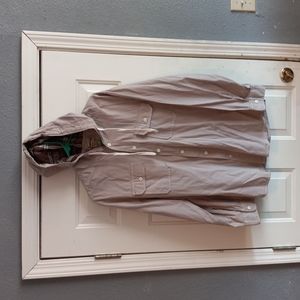 Roebuck & Co. Cotton Button Down Drawstring Lightweight Hooded Shirt